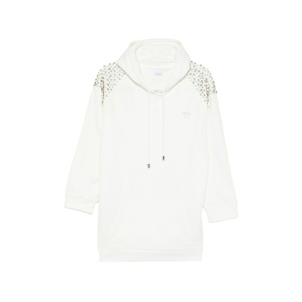 ピンコ レディース パーカー・スウェットシャツ アウター Embellished hoodie White