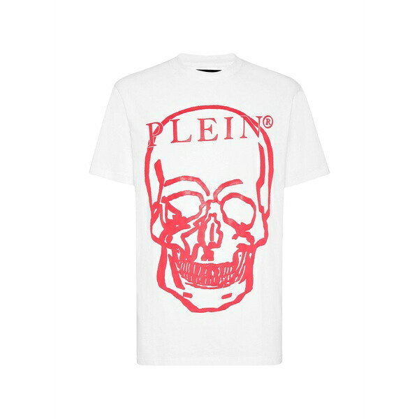 フィリップ飾り気の無い メンズ プルオーバー トップス Skull-print t-shirt White