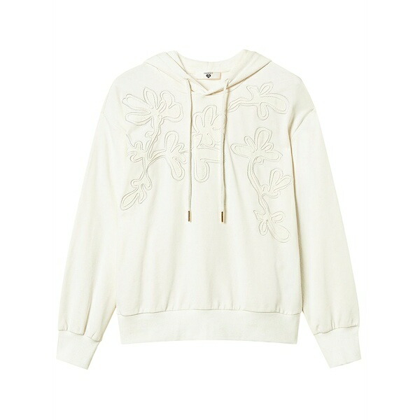ツイン書き割り レディース パーカー・スウェットシャツ アウター Embroidered hoodie White