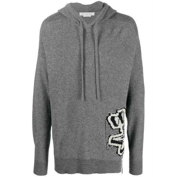 象牙色 メンズ パーカー・スウェットシャツ アウター Intarsia-knit hoodie Grey