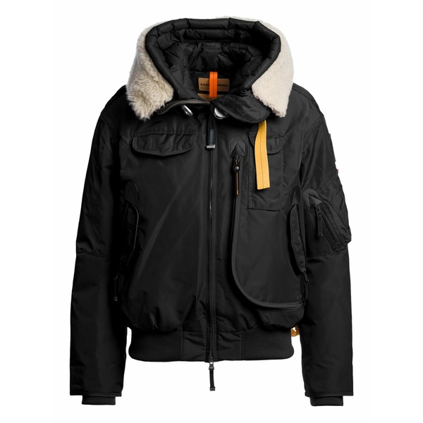 パラジャンパーズ レディース 上衣＆上衣 アウター Hooded shearling-trim bomber jacket Black