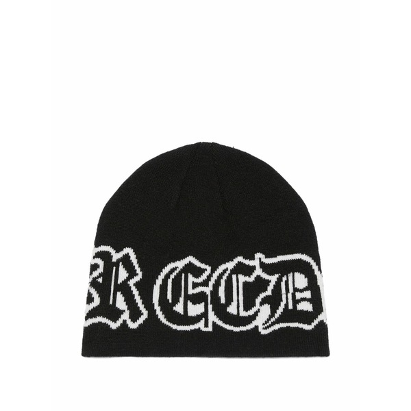 ジーシーディーエス メンズ 帽子 アクセサリー Embroidered logo beanie hat Black|asty