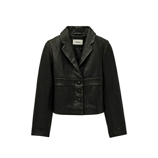 バッシュ レディース 上衣＆上衣 アウター Leather cropped jacket Black