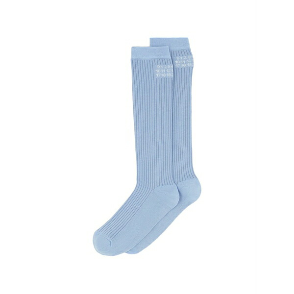 マルタンマルジェラ レディース ソックス アンダー御召しもの Ribbed logo  socks Blue