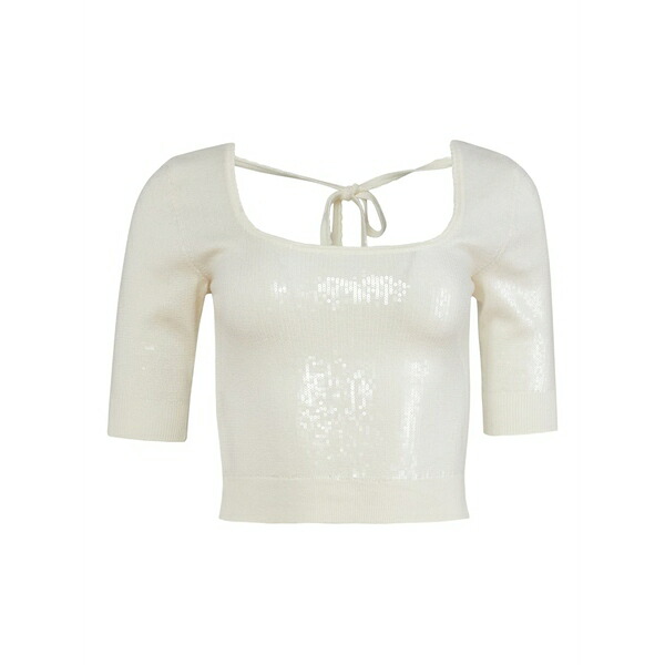 フレーデュマール レディース Tシャツ トップス Sequin scoop-neck knit top Neutrals｜asty 61,490円