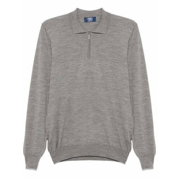 フェデーリ メンズ スポーツシャツ トップス Fine-knit polo shirt Grey