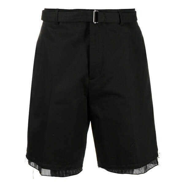 ランバン メンズ カジュアルパンツ ボトムス Contrast-trim cotton bermuda shorts Black|asty