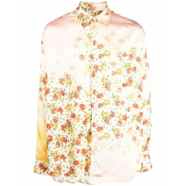 マルニ メンズ シャツ トップス Floral-print long-sleeve shirt Neutrals|asty