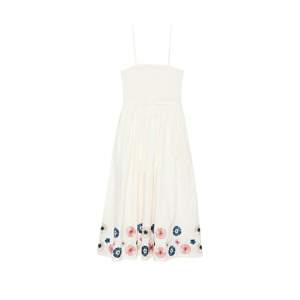 アンティックバティック レディース ワンピース トップス Floral-embroidered midi dress Neutrals|asty
