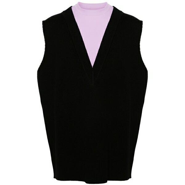 ジル・サンダー メンズ 編み物\u0026プルオーバー アウター Two-tone layered knitted vest Black