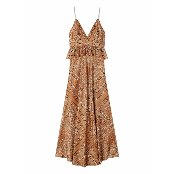 真砂ロ レディース 衣装 トップス V-neck paisley-pattern maxi dress Brown