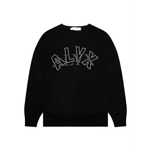 1017 蟻クス 9 エスエム メンズ パーカー・スウェットシャツ アウター Arch-logo crew-neck sweater Black