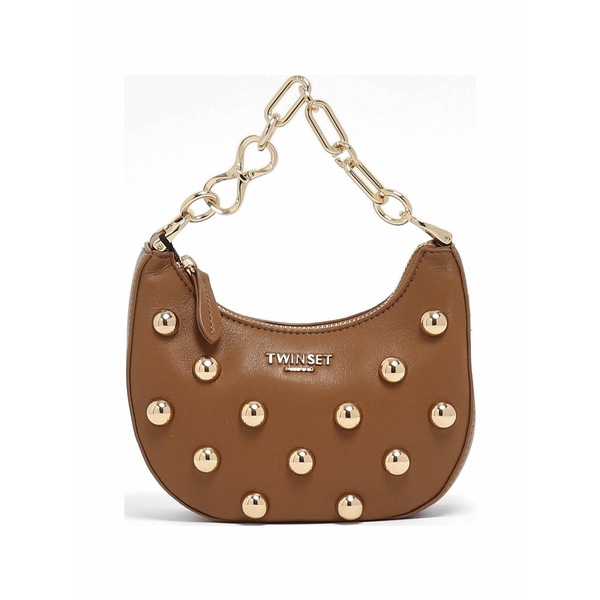 ツインセット レディース トートバッグ バッグ Stud-embellished leather clutch bag Brown｜asty