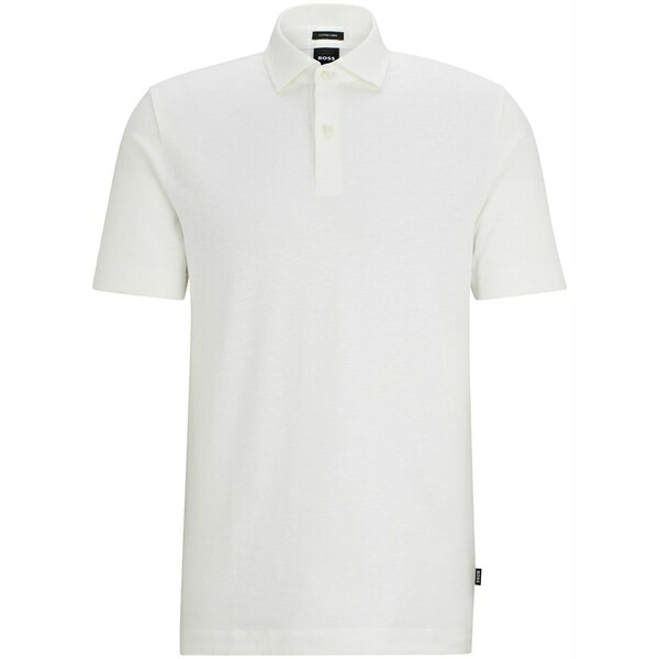 元締め メンズ スポーツシャツ トップス Cotton-linen m??lange polo shirt White