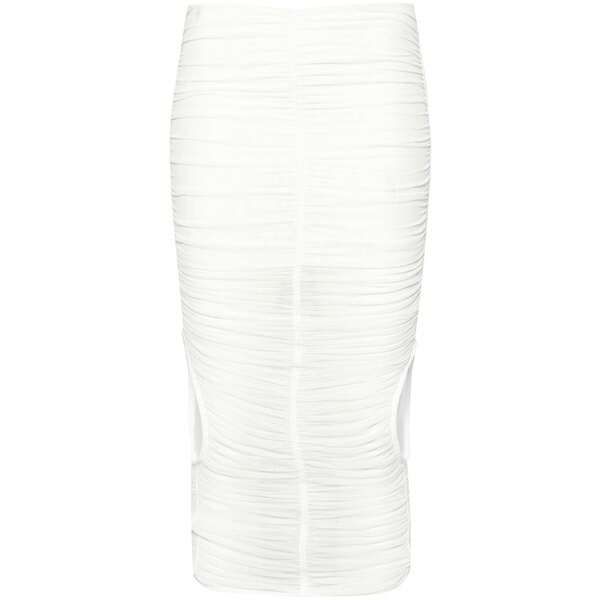 マグラー レディース スコート ボトムス Mesh ruched MIDI skirt White