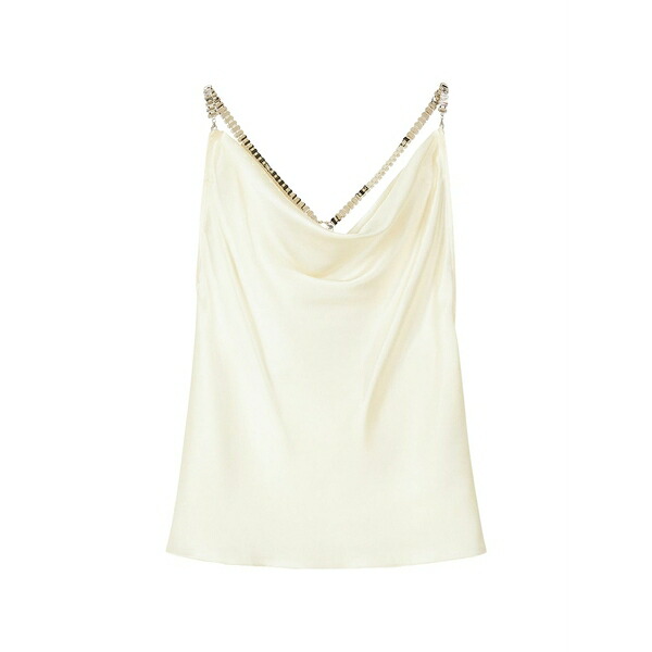 パトリツィア ペペ レディース プルオーバー トップス Jewel-detail silk blouse Neutrals