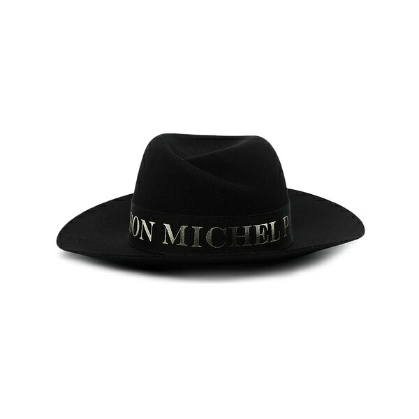 メゾンミッシェル  レディース 鳥打ち帽 付属物 Virginie logo-tape fedora hat Black