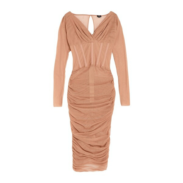 【送料無料】 エリザベスフランキ レディース ワンピース トップス Midi dresses Beige