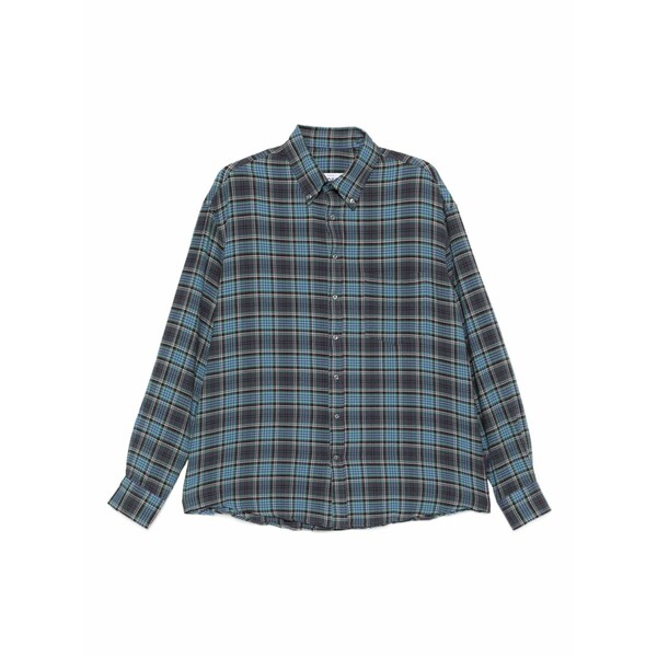 エルシー23 メンズ プルオーバー トップス Plaid-check button-up shirt Blue