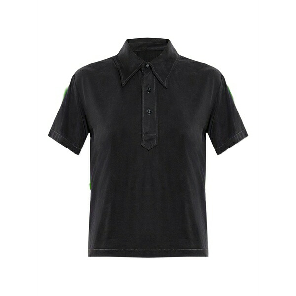 マルタンマルジェラ レディース スポーツシャツ トップス Button short-sleeve polo top Black