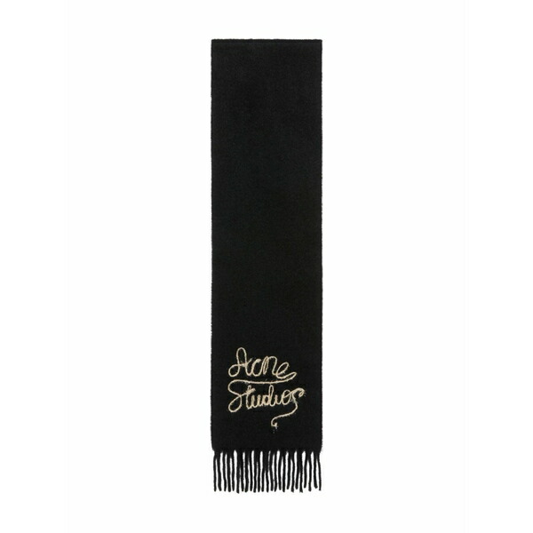 アクネ ストゥディオズ メンズ えり巻き・袈裟・えり巻き 付属物 Fringed logo-detail scarf Black