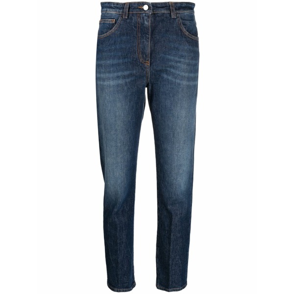 セブンティ レディース デニムパンツ ボトムス Straight-leg cropped jeans Blue