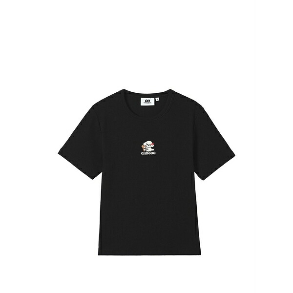 チョコレート レディース Tシャツ トップス Embroidered-logo t-shirt Black|asty