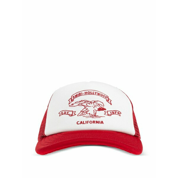 アミリ メンズ かぶり笠 付属品 California graphic trucker baseball cap White