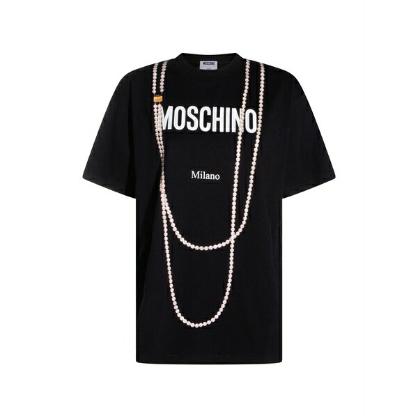モスキーノ レディース プルオーバー トップス Logo-print t-shirt Black