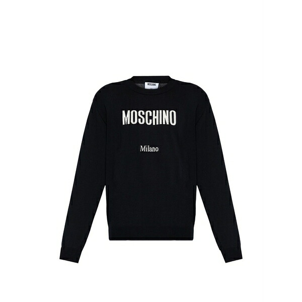 モスキーノ メンズ 編み物\u0026プルオーバー アウター Knitted crewneck jumper Black
