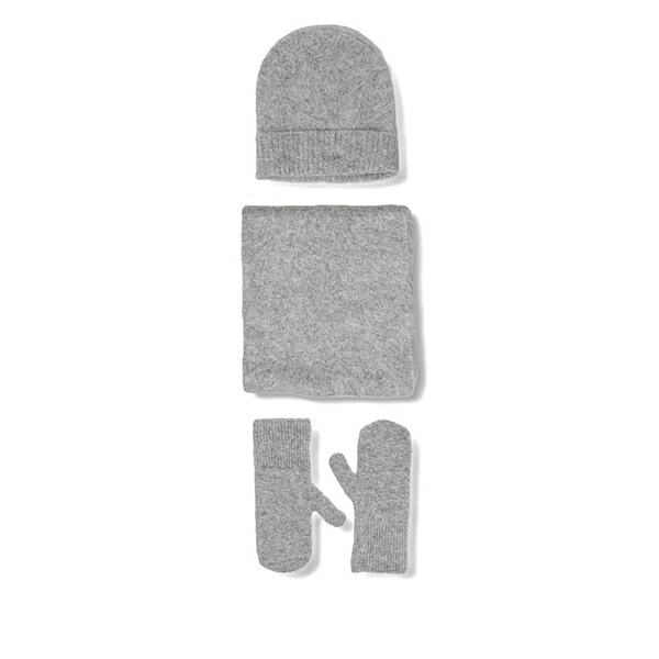 イロ レディース 帽子 アクセサリー Logo knitted beanie hat set Grey|asty