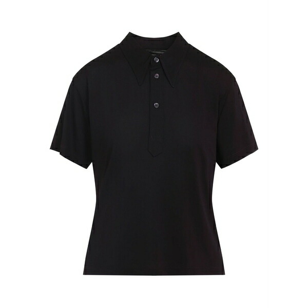 マルタンマルジェラ レディース スポーツシャツ トップス Buttoned-collar polo shirt Black