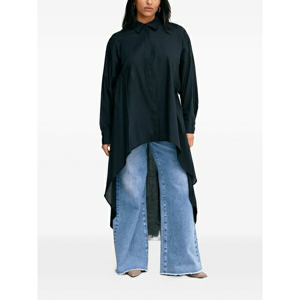 マルセラ レディース シャツ トップス Patchin button high-low top Black｜asty