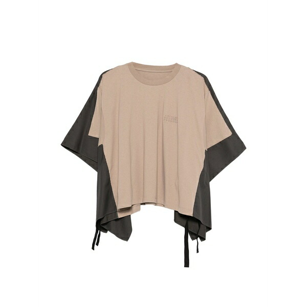 マルタンマルジェラ レディース Tシャツ トップス Colour-block tie-detail t-shirt Brown｜asty 79,640円