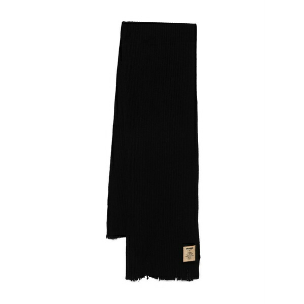 ユマ・一 メンズ 消音装置・袈裟・えり巻き 添え物 Ribbed cashmere scarf Black