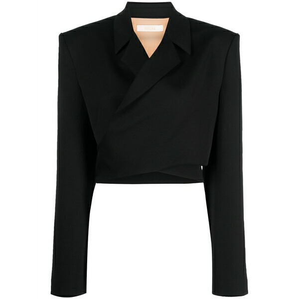 シーナ レディース 上衣＆上衣 アウター Wrap-design cropped blazer Black