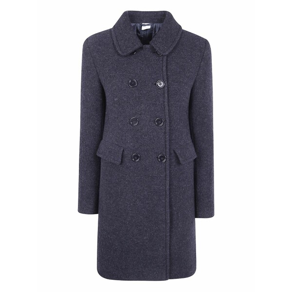 アスペジ レディース 厚地の外套 アウター Double-breasted wool coat Blue