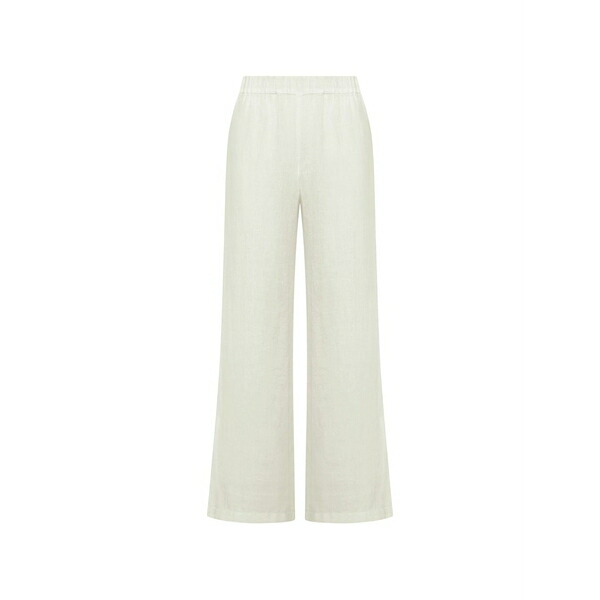 １２０％リノ レディース 心地好いズボン下 ボトムス Wide-leg linen trousers White