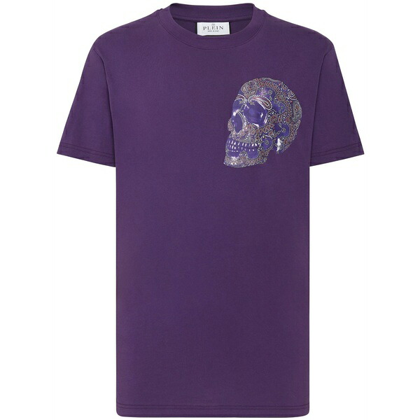 フィリップ飾り気の無い メンズ プルオーバー トップス Logo-print cotton t-shirt Purple