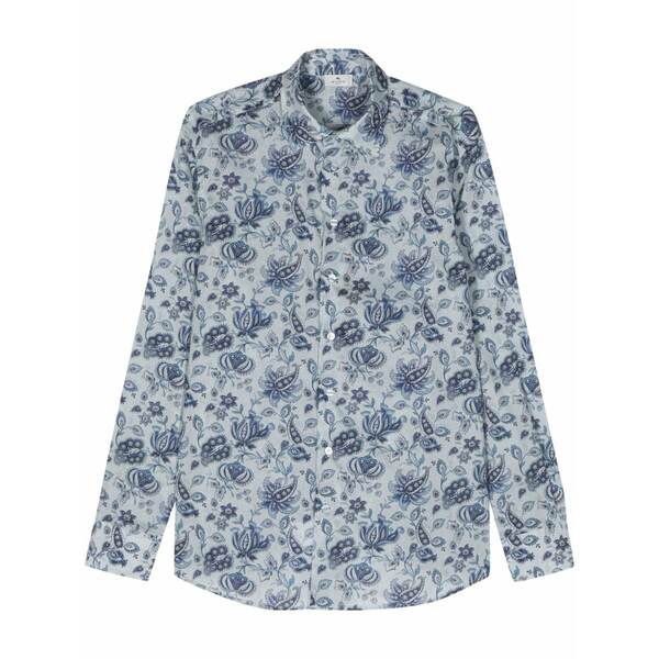 エトロ メンズ シャツ トップス Paisley-print cotton shirt Blue|asty