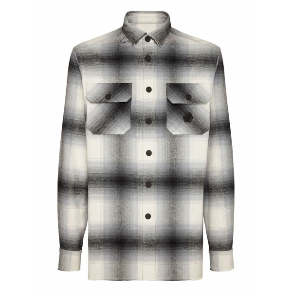 フィリッププレイン メンズ ジャケット＆ブルゾン アウター Plaid overshirt Neutrals｜asty