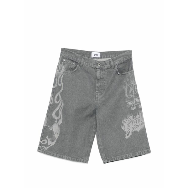 ジーシーディーエス メンズ 心地好いズボン下 ボトムス Printed denim shorts Grey