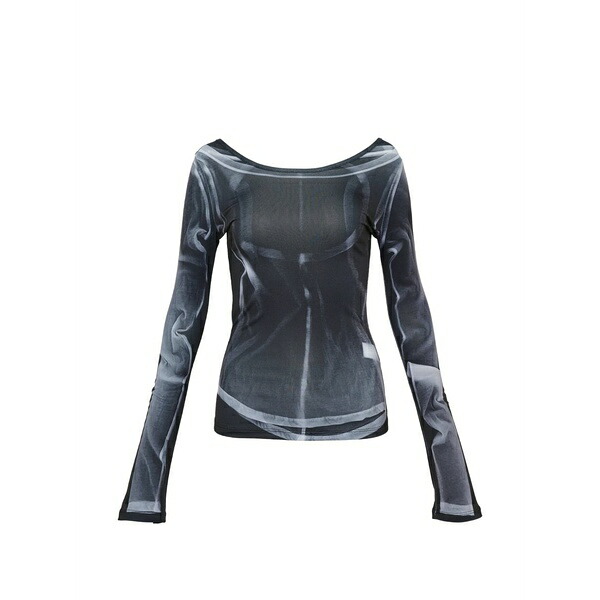 木灰 レディース ティーシャツ トップス X-ray-print t-shirt Black レディースファッション-トップス-Tシャツ・カットソー