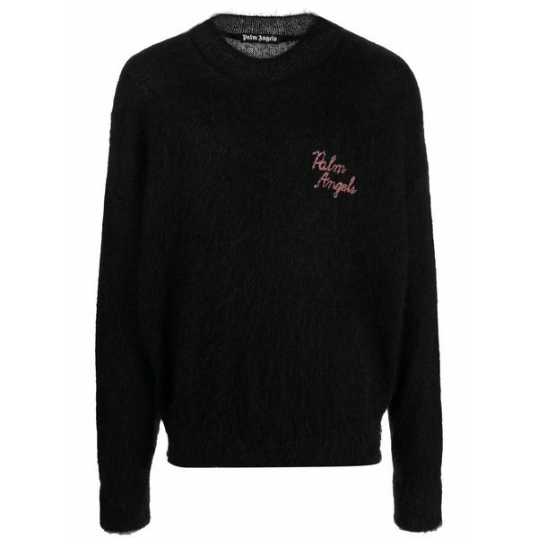 パーム・エンジェルス メンズ 編み物\u0026プルオーバー アウター Palm-motif crew-neck jumper Black