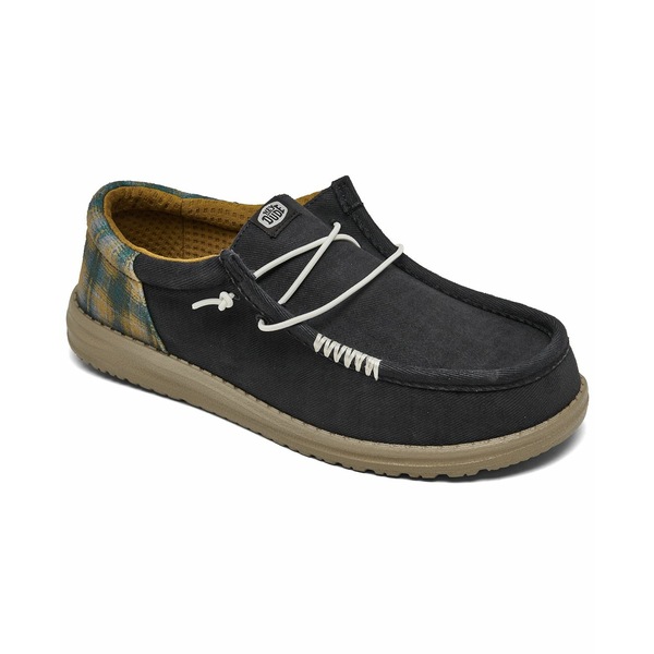 ヘイデュード メンズ スニーカー シューズ Men's Wally Funk Waffle Casual Moccasin Sneakers from Finish Line Navy Plaid画像