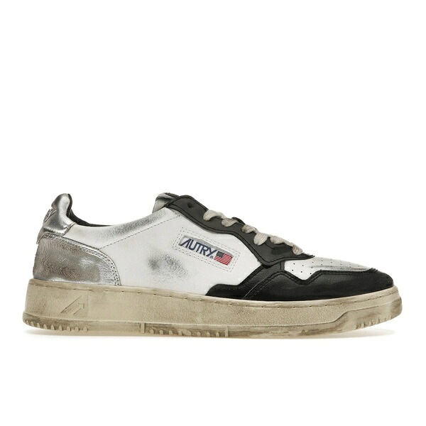 Autry オートリー メンズ スニーカー  【Autry Medalist Leather Low Distressed White Black Silver】  大きさ EU_42(27.0糎) White/Black/Silver