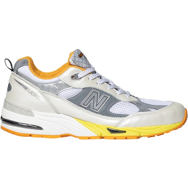 New Balance ニューバランス メンズ スニーカー 【New Balance 991 MiUK Aries Grey】 サイズ US_8.5(26.5cm) Grey/Silver/Yellow/Orange｜asty