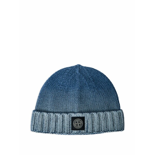 ストーンアイランド メンズ 帽子 アクセサリー Ribbed logo-patch beanie hat Blue|asty