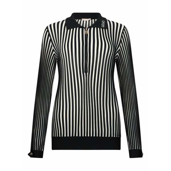リュージョー レディース スポーツシャツ トップス Half-zip ribbed top Black