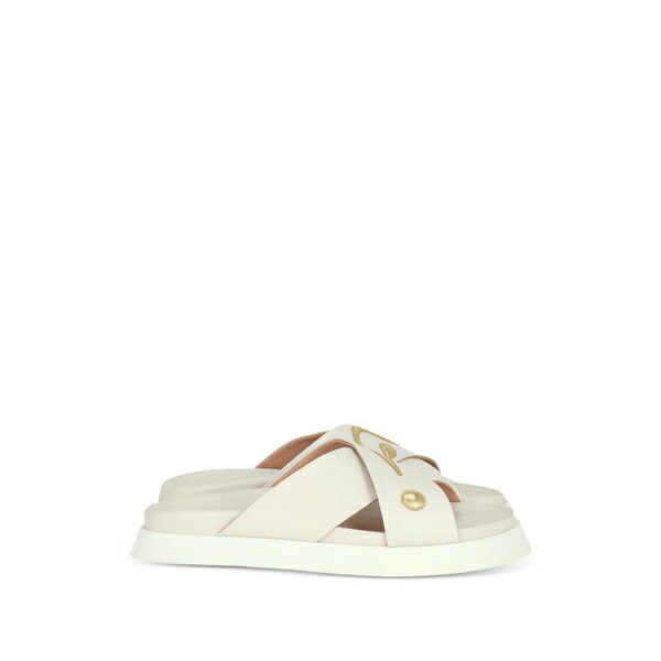 モスキーノ メンズ サンダル シューズ Cross strap logo sandals Neutrals
